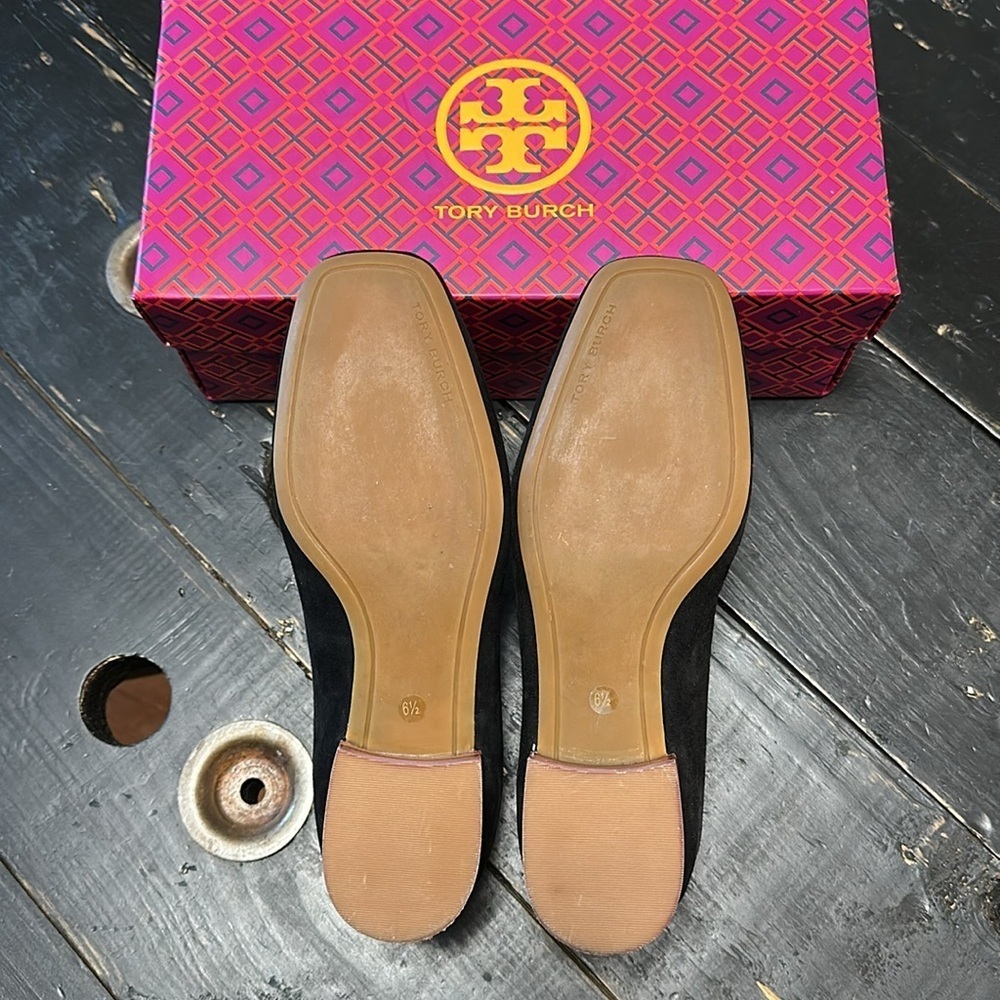 Tory Burch Leigh 15MM Perfect Black Elastic Loafer - Silk Suede - Picture 12 of 16